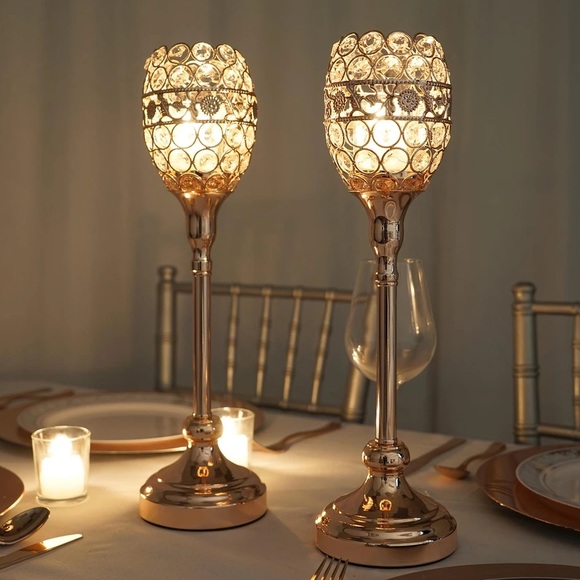 Blush/Rose Gold Acrylic Goblet Votive Candleholder - Picture 11 of 12